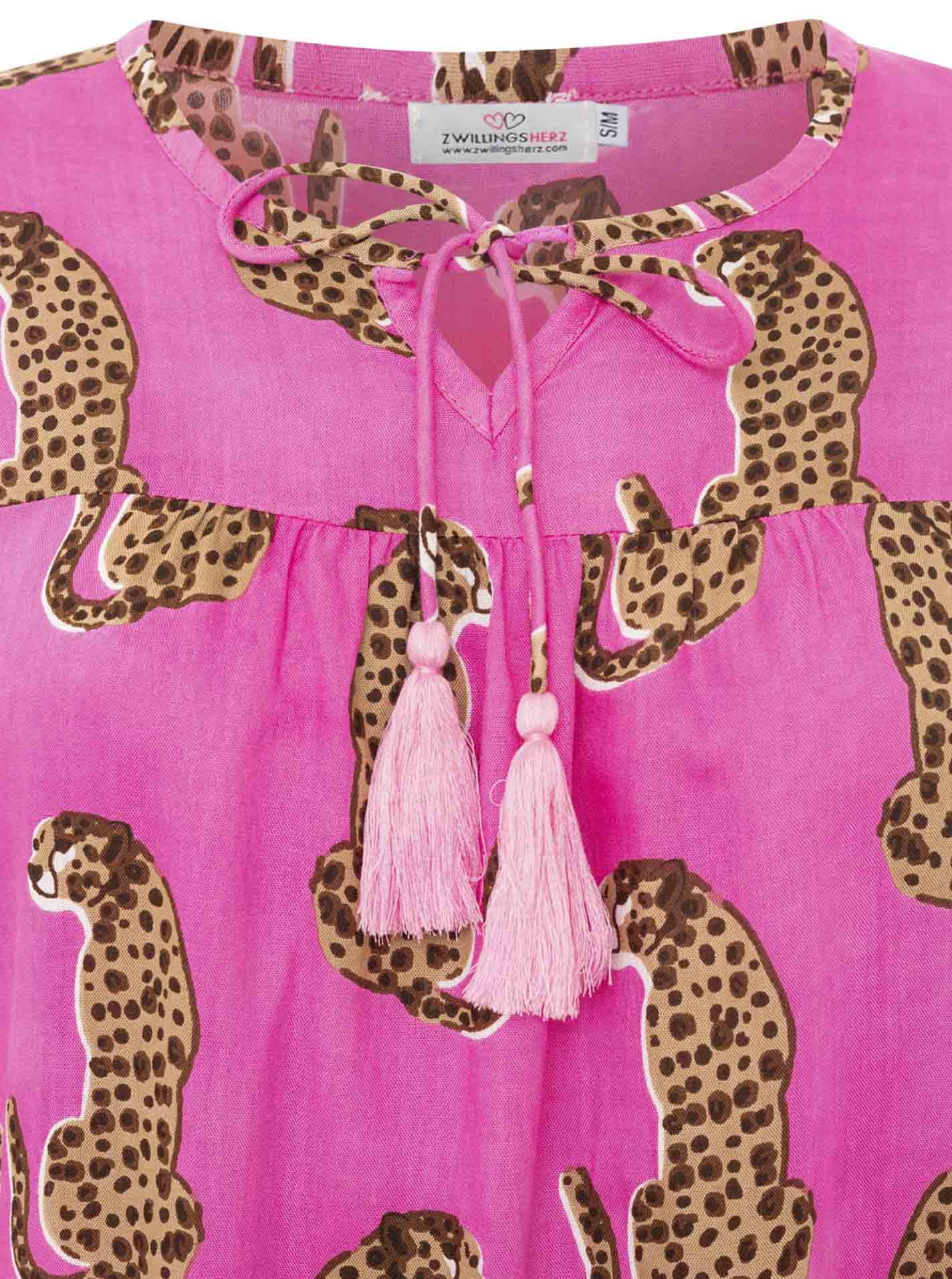 Zwillingsherz - Langarmbluse "Lovely Leopard" - Pink