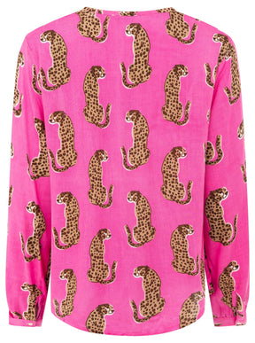Zwillingsherz - Langarmbluse "Lovely Leopard" - Pink