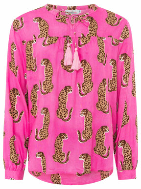 Zwillingsherz - Langarmbluse "Lovely Leopard" - Pink