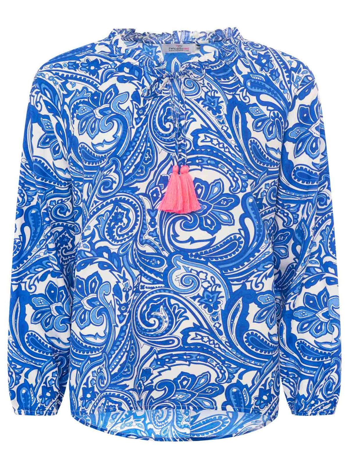 Zwillingsherz - Langarmbluse "Paisley"- Royalblau