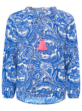 Zwillingsherz - Langarmbluse "Paisley"- Royalblau