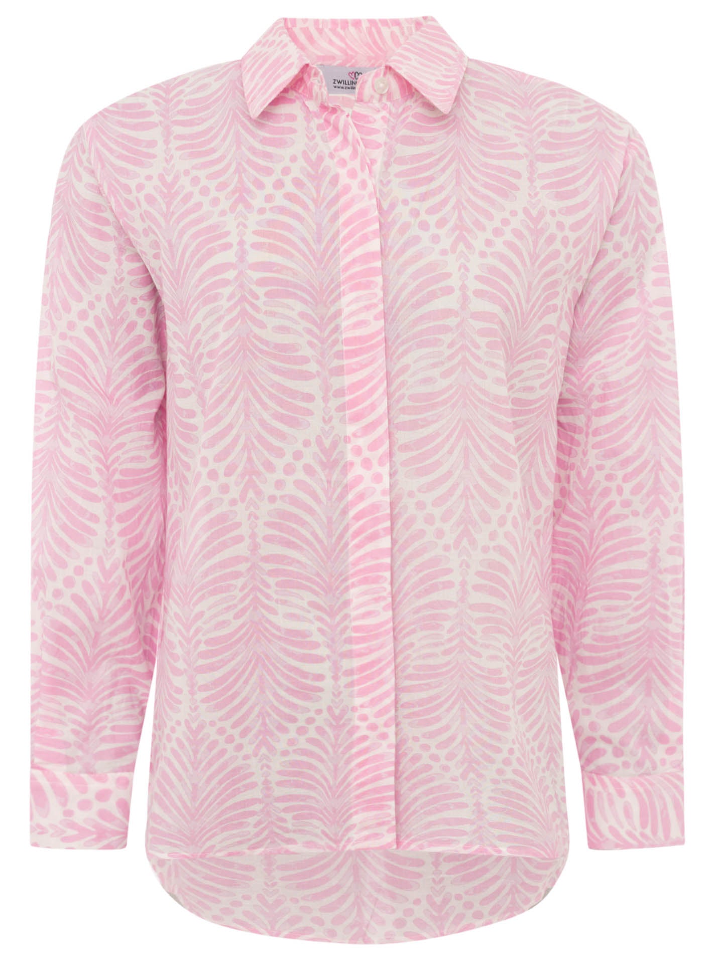 Zwillingsherz - Langarmbluse Palms & Beach - Rosa