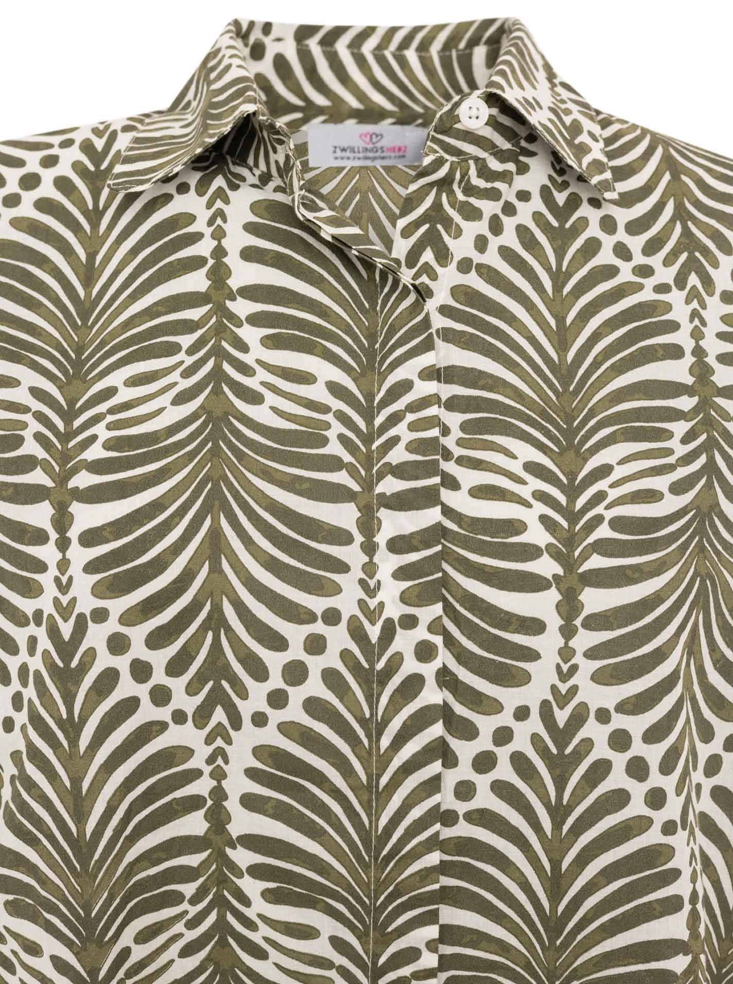 Zwillingsherz - Langarmbluse "Palms & Beach" - Khaki