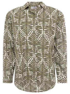 Zwillingsherz - Langarmbluse "Palms & Beach" - Khaki