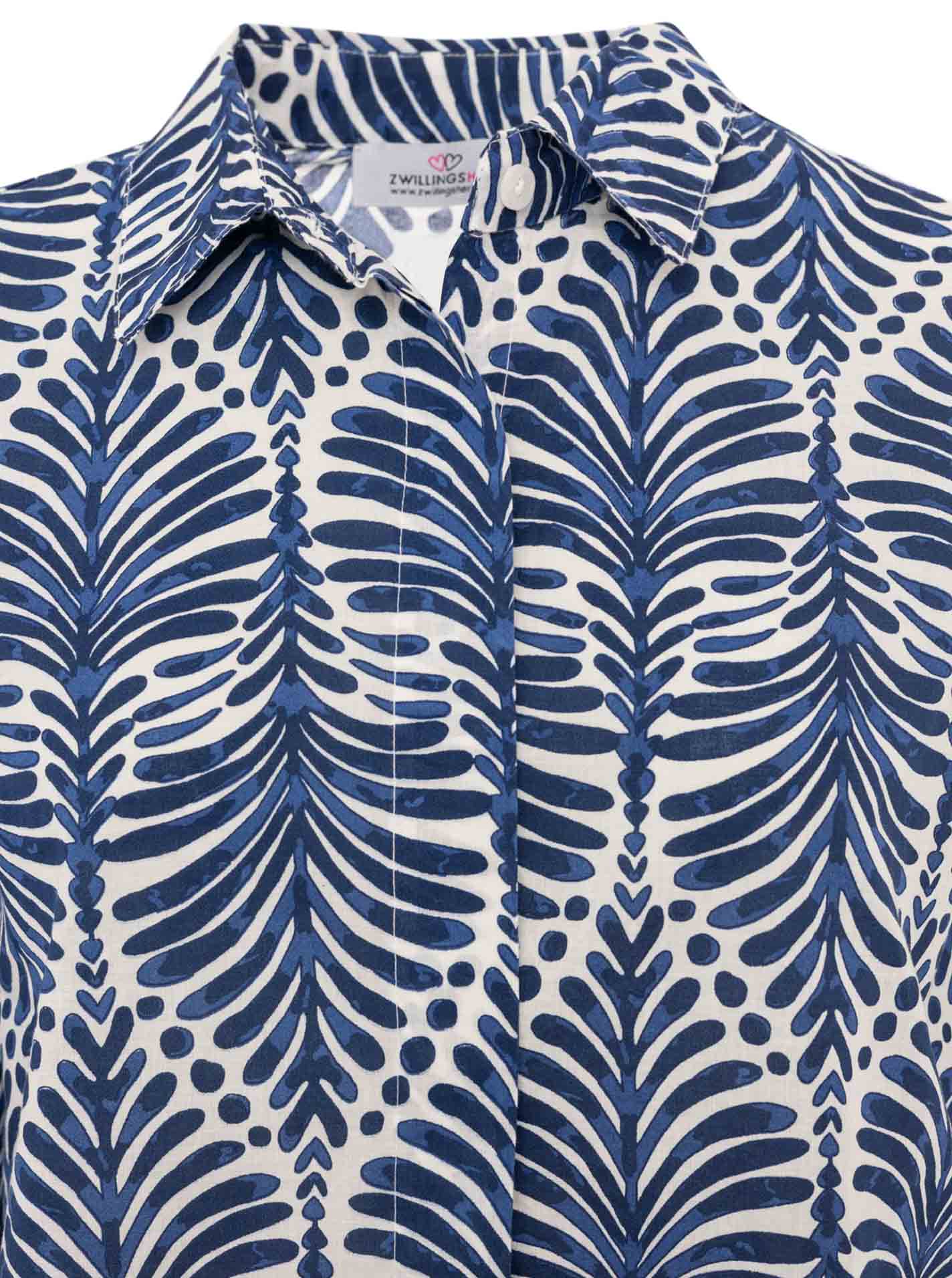 Zwillingsherz - Langarmbluse "Palms & Beach" - Navy
