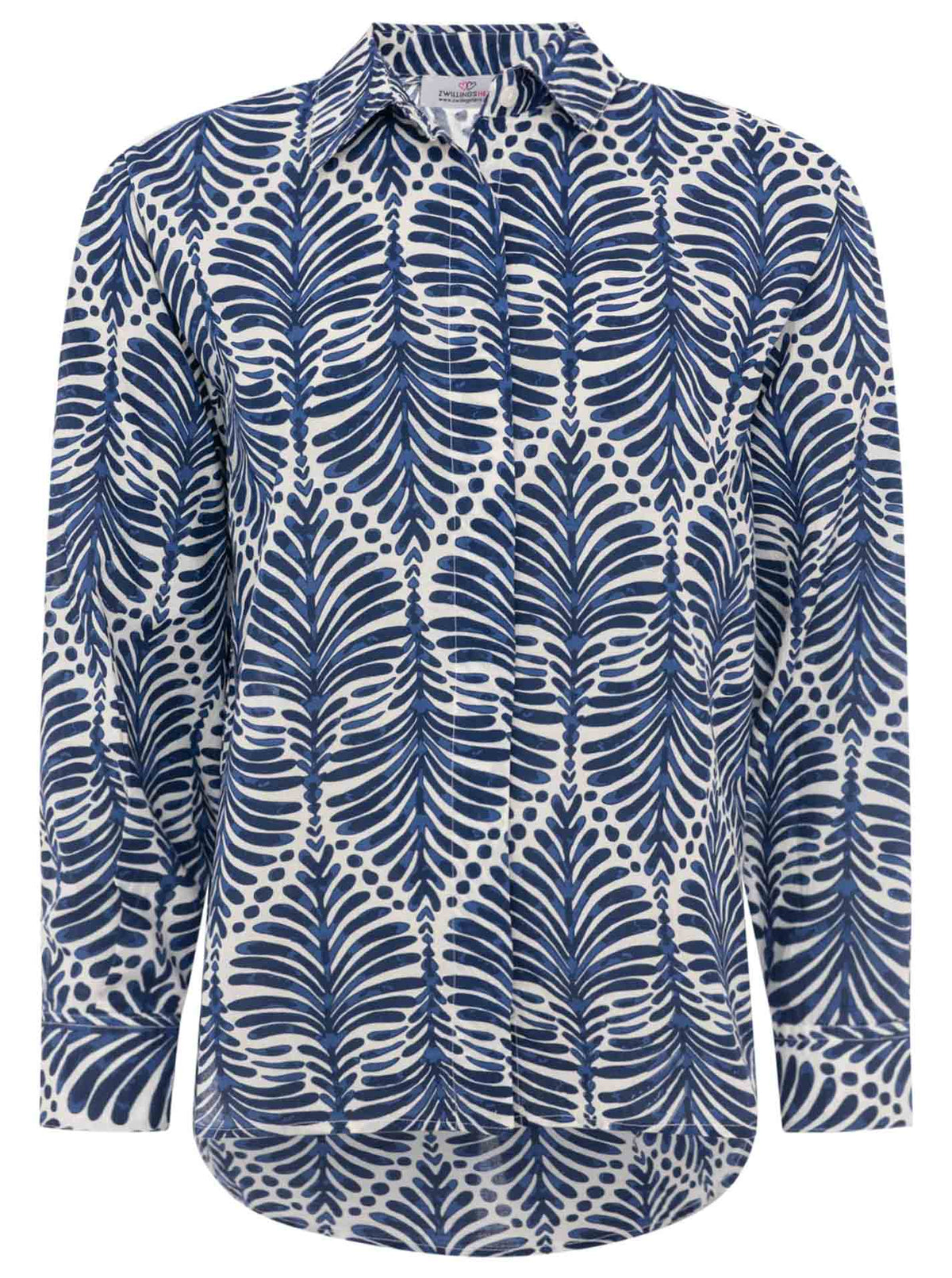 Zwillingsherz - Langarmbluse "Palms & Beach" - Navy