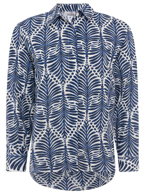 Zwillingsherz - Langarmbluse "Palms & Beach" - Navy