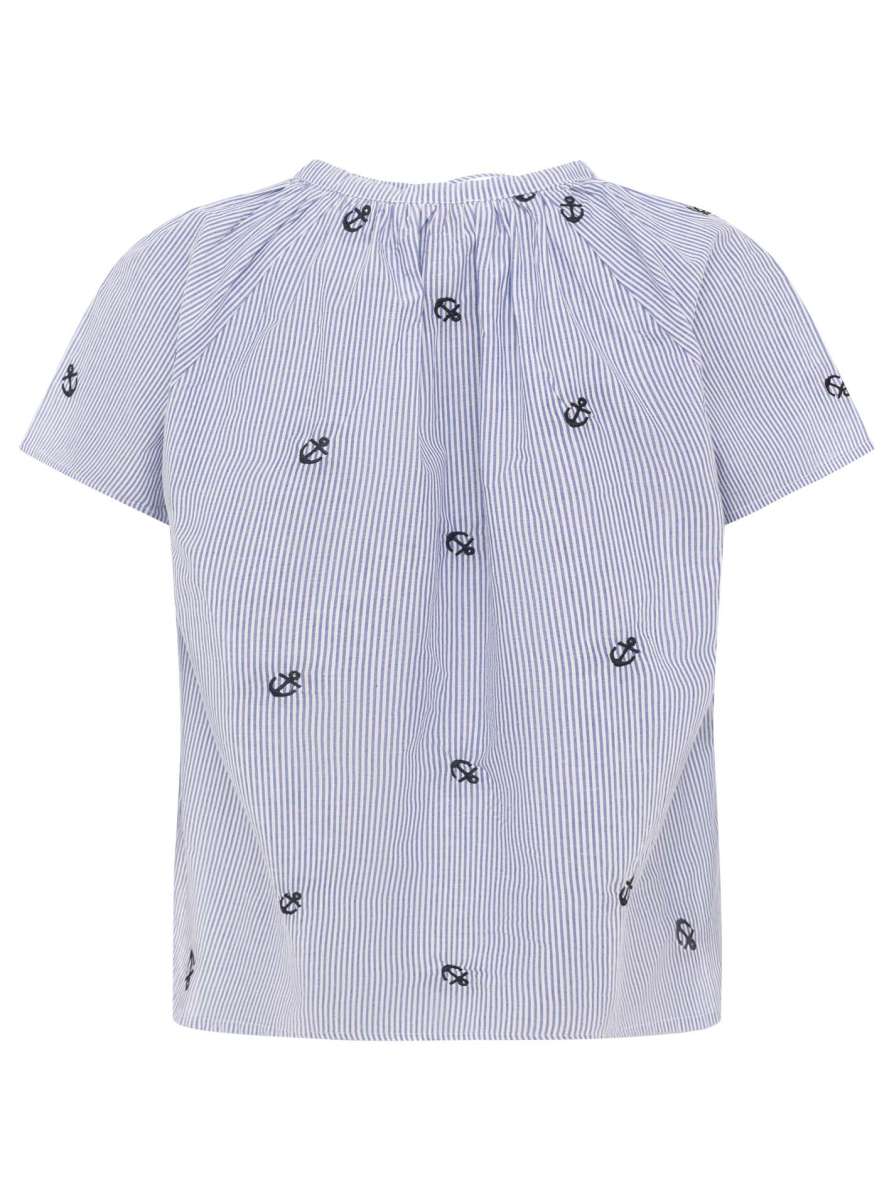 Zwillingsherz - Kurzarmbluse "Stripe & Stitch" - Marine