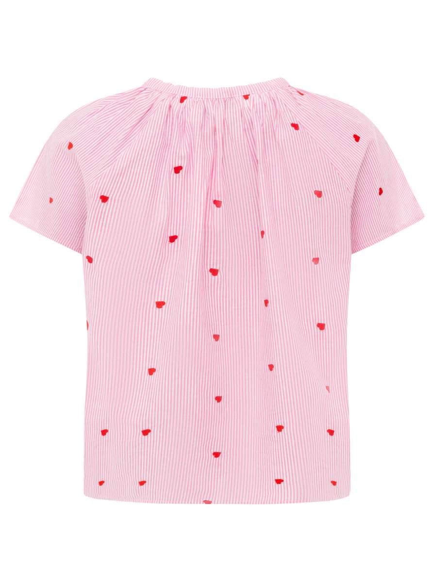 Zwillingsherz - Kurzarmbluse "Stripe & Stitch" - Pink