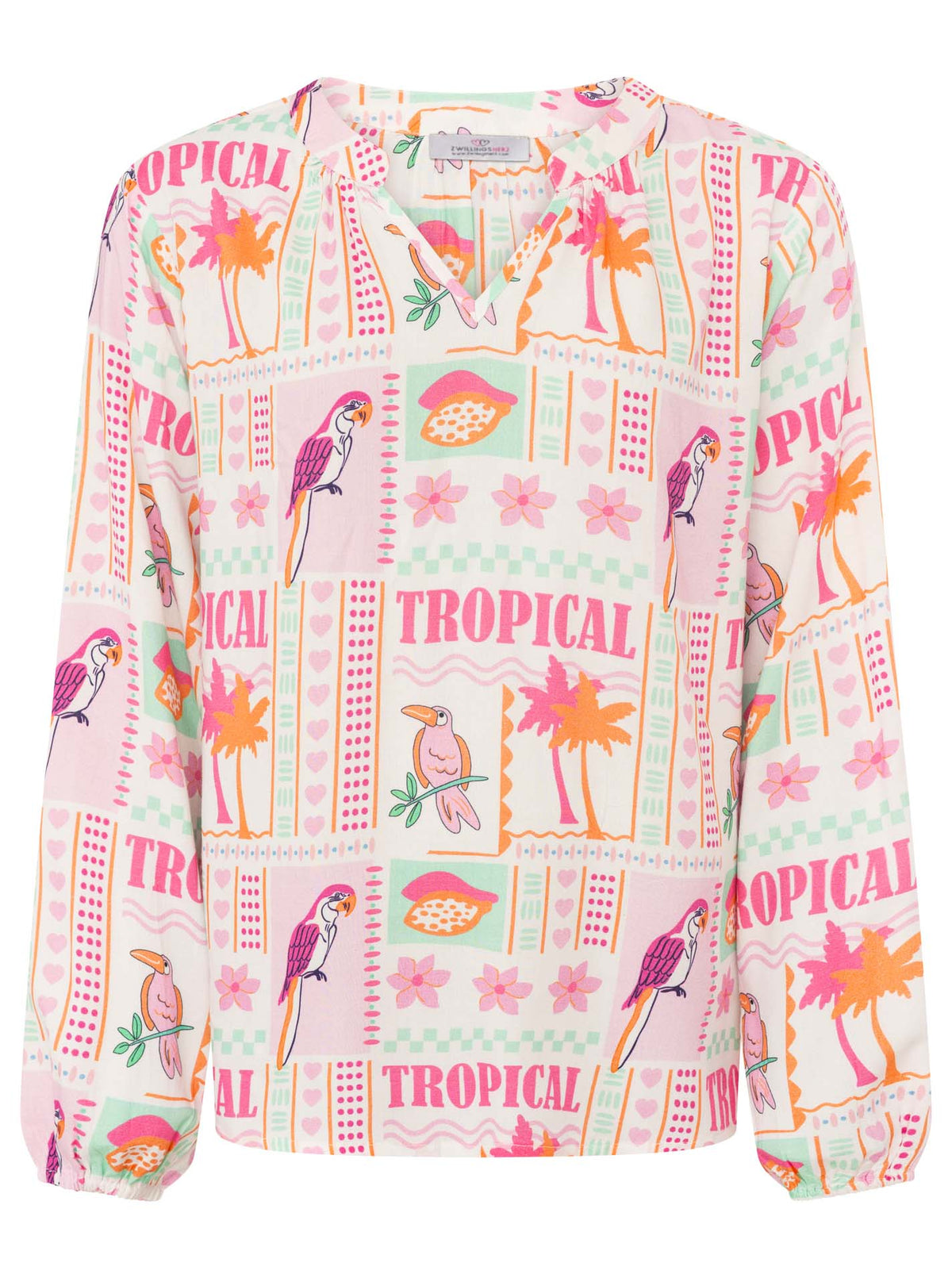 Zwillingsherz - Langarmbluse "Tropical" - Pink