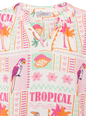 Zwillingsherz - Langarmbluse "Tropical" - Pink