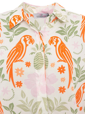 Zwillingsherz - Langarmbluse "Tropical Parrot" - Orange