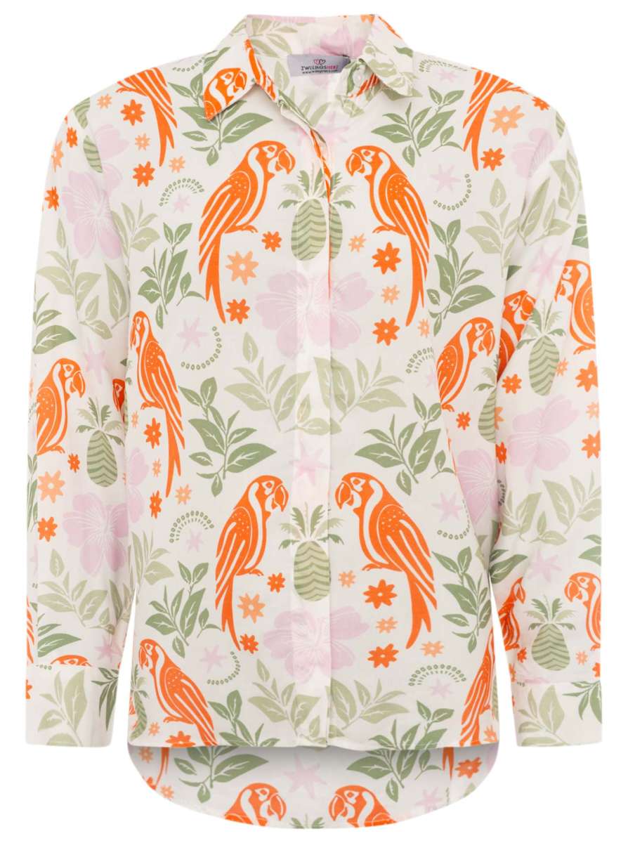 Zwillingsherz - Langarmbluse "Tropical Parrot" - Orange