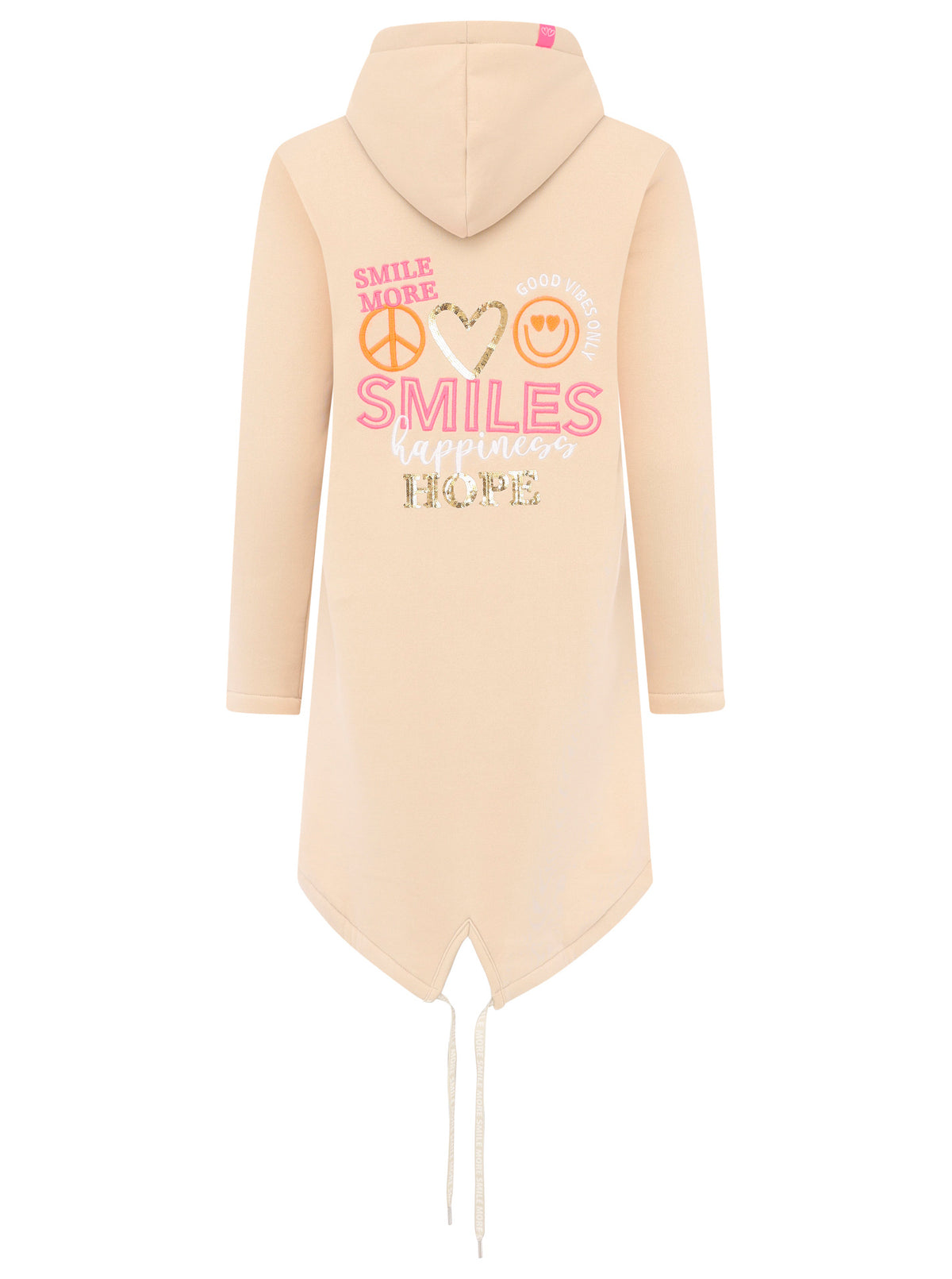 Zwillingsherz - Hoodiemantel "Smiley Happy Peace Herz" - Beige