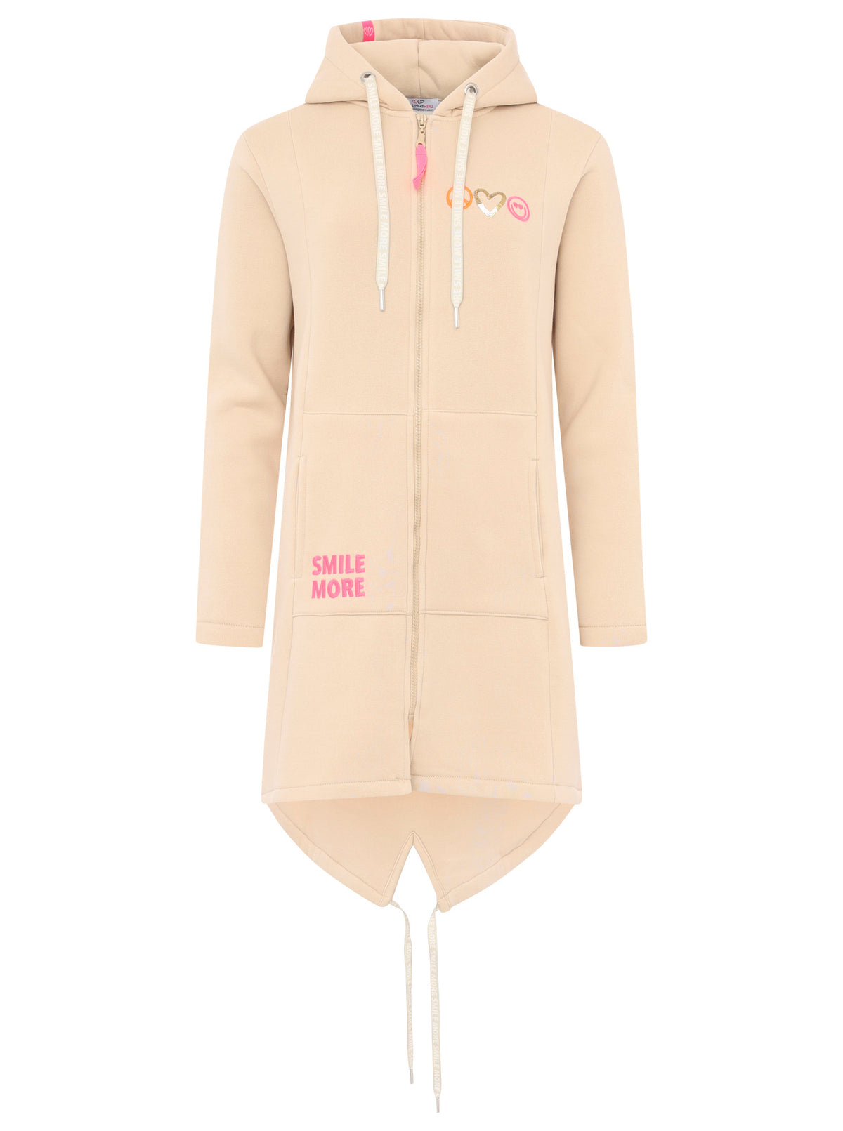 Zwillingsherz - Hoodiemantel Smiley Happy Peace Herz - Beige