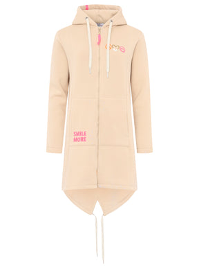 Zwillingsherz - Hoodiemantel Smiley Happy Peace Herz - Beige