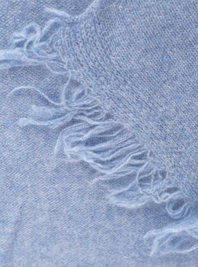 Zwillingsherz 100% Cashmere/Kaschmir Fransenschal - Jeansblau