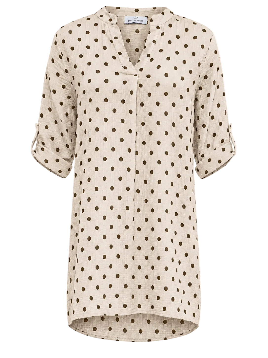 Zwillingsherz Musselin Tunika Punkte - Beige/Braun