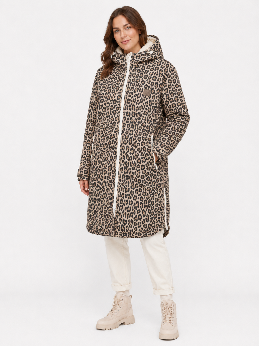 Zwillingsherz - Oversize Windjacke mit Teddyfutter - Leo Beige/Schwarz