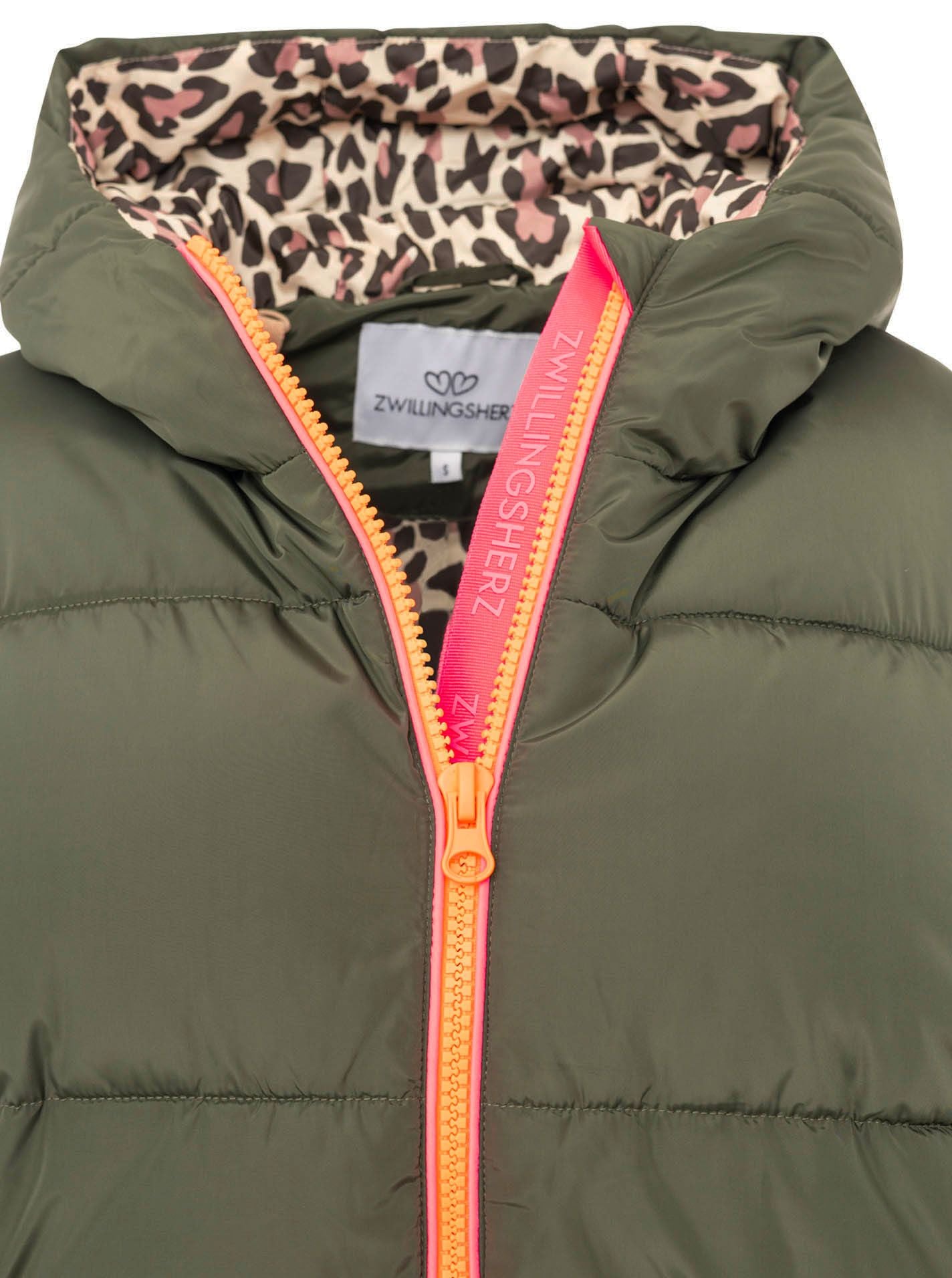 Zwillingsherz - Damen Steppmantel "Leo" - Khaki