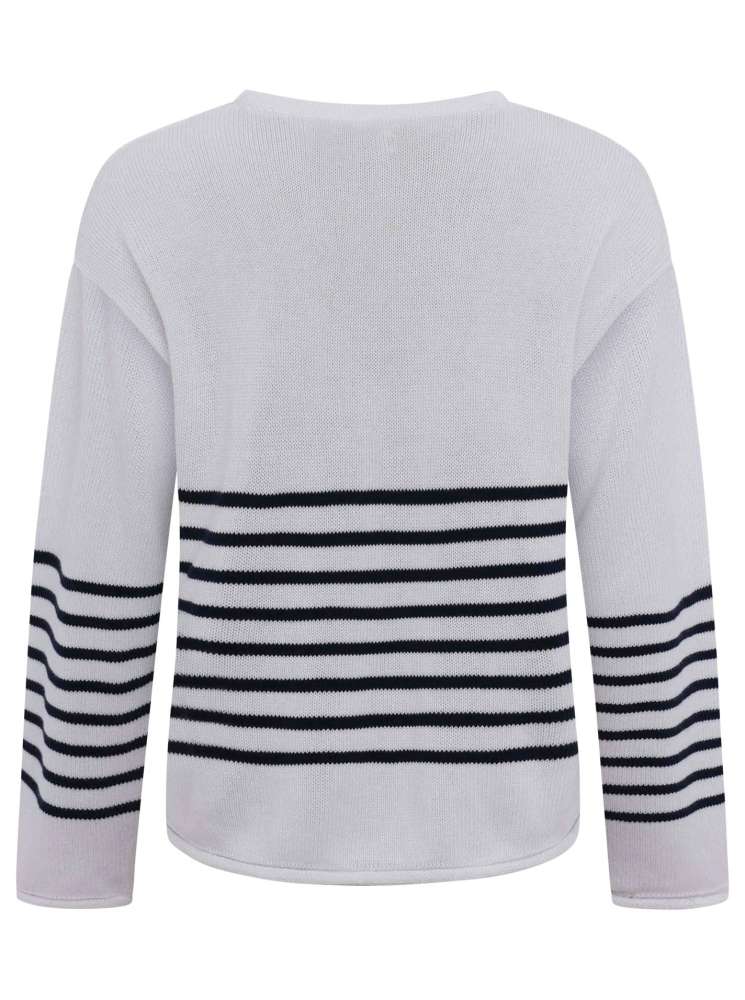 Zwillingsherz Pullover mit Streifen - Weiß/Navy