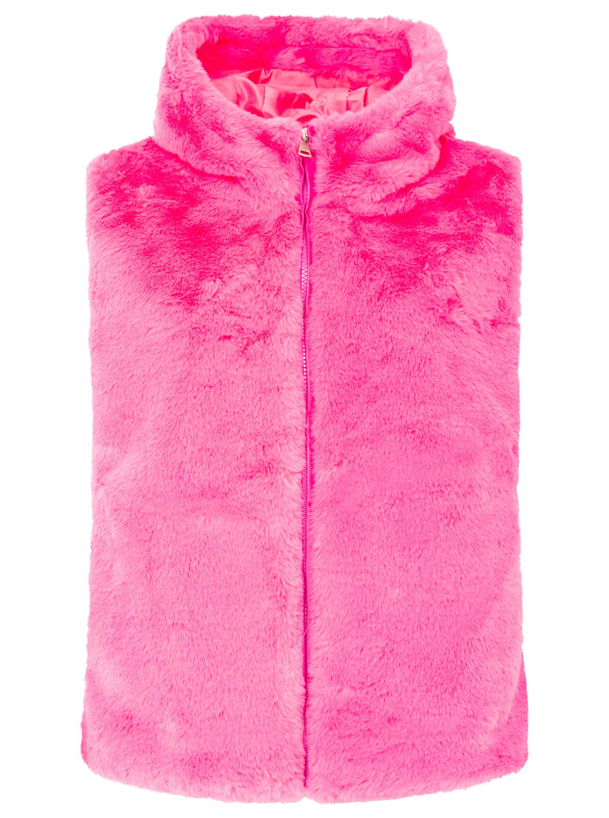 Zwillingsherz Fellweste Hood - Neonpink