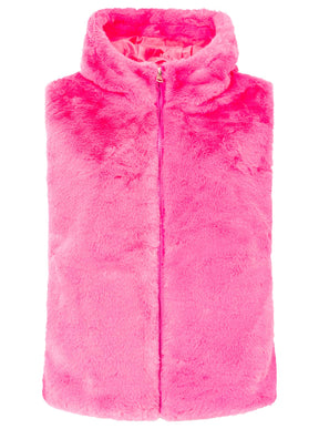 Zwillingsherz Fellweste Hood - Neonpink