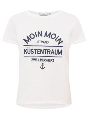 Zwillingsherz - T-Shirt "Be Happy" - Weiß