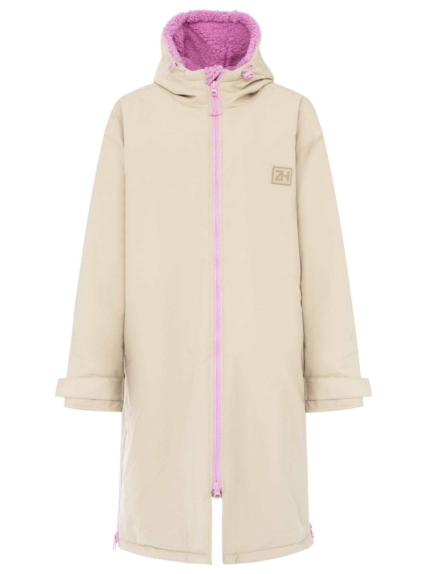 Zwillingsherz - Oversize Windjacke - Mittelbeige/Rosa