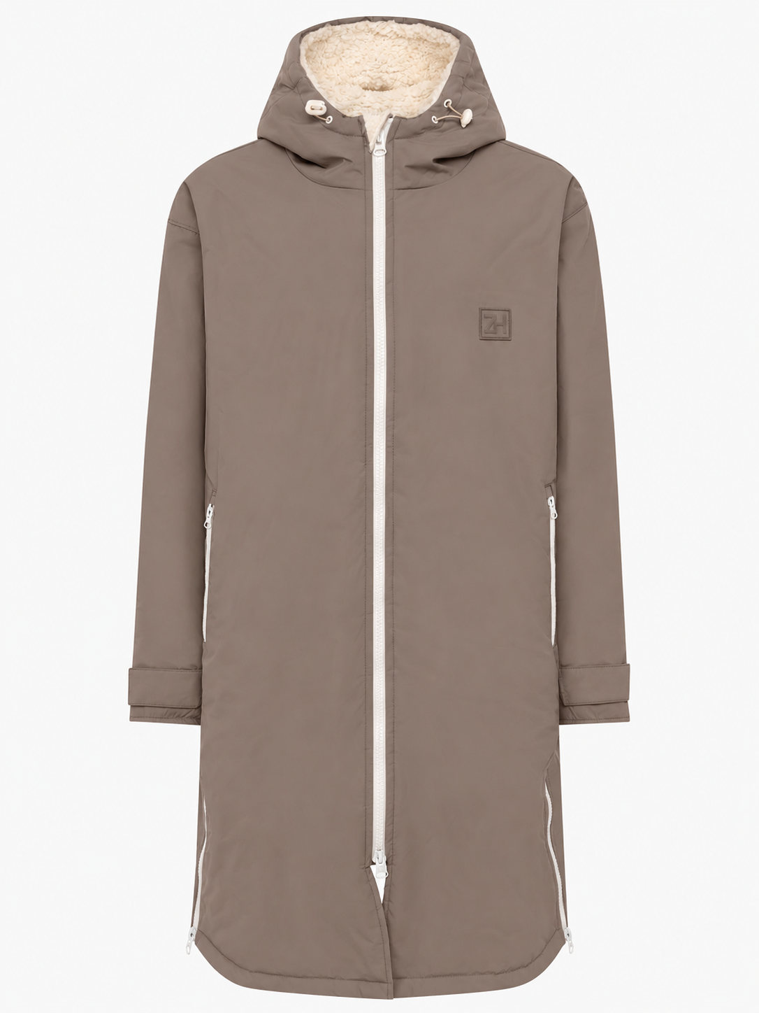 Zwillingsherz - Oversize Windjacke mit Teddyfutter - Taupe