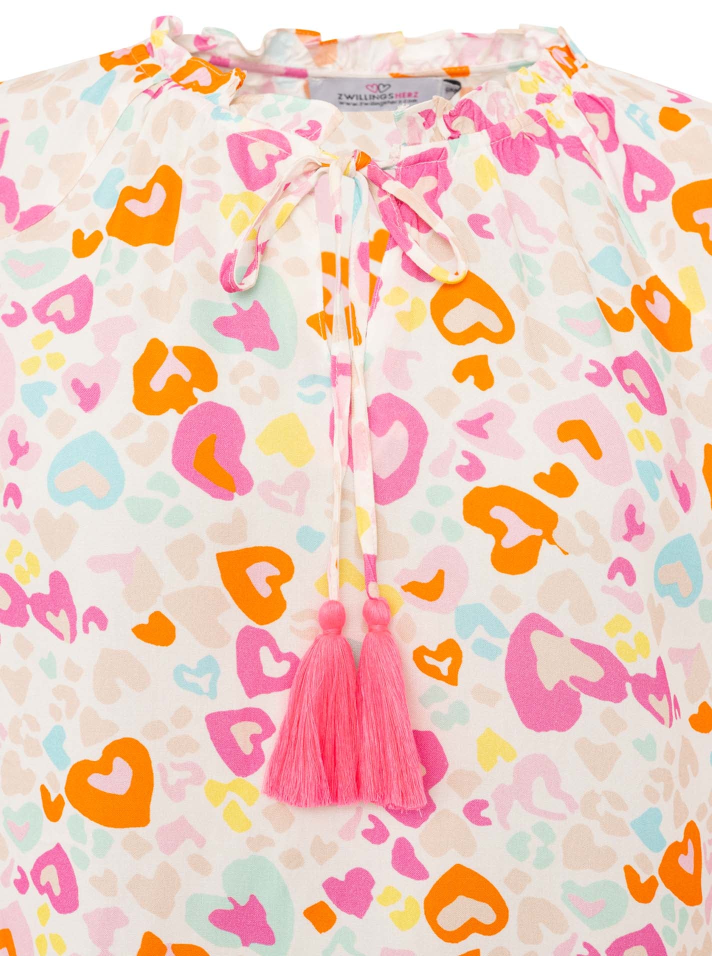 Zwillingsherz - Langarmbluse "Love Hearts" - Orange