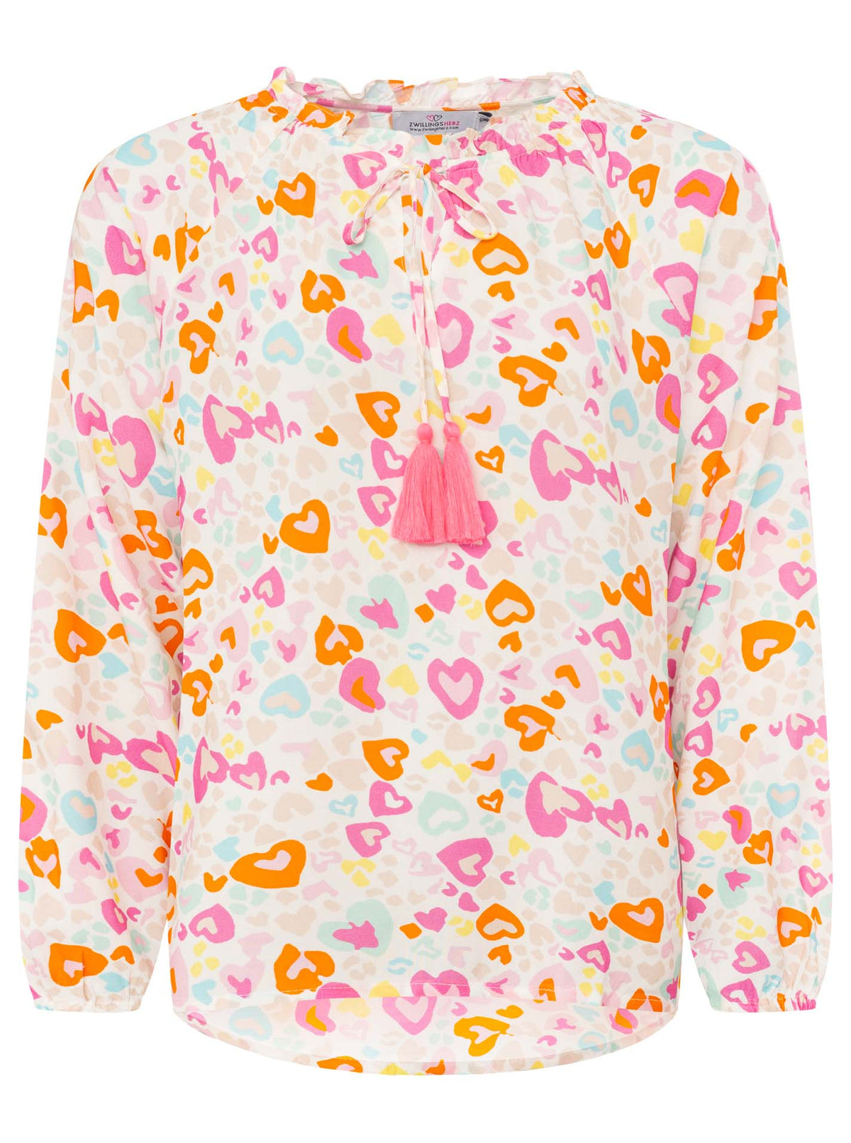 Zwillingsherz - Langarmbluse "Love Hearts" - Orange
