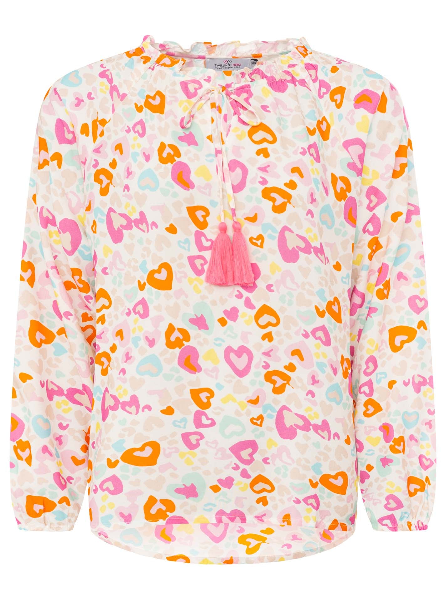 Zwillingsherz - Langarmbluse "Love Hearts" - Orange