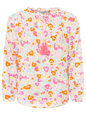 Zwillingsherz - Langarmbluse "Love Hearts" - Orange