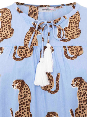 Zwillingsherz - Langarmbluse "Lovely Leopard" - Blau
