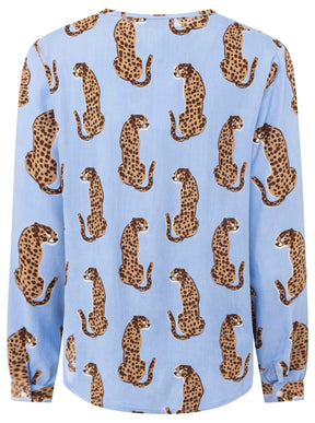 Zwillingsherz - Langarmbluse "Lovely Leopard" - Blau