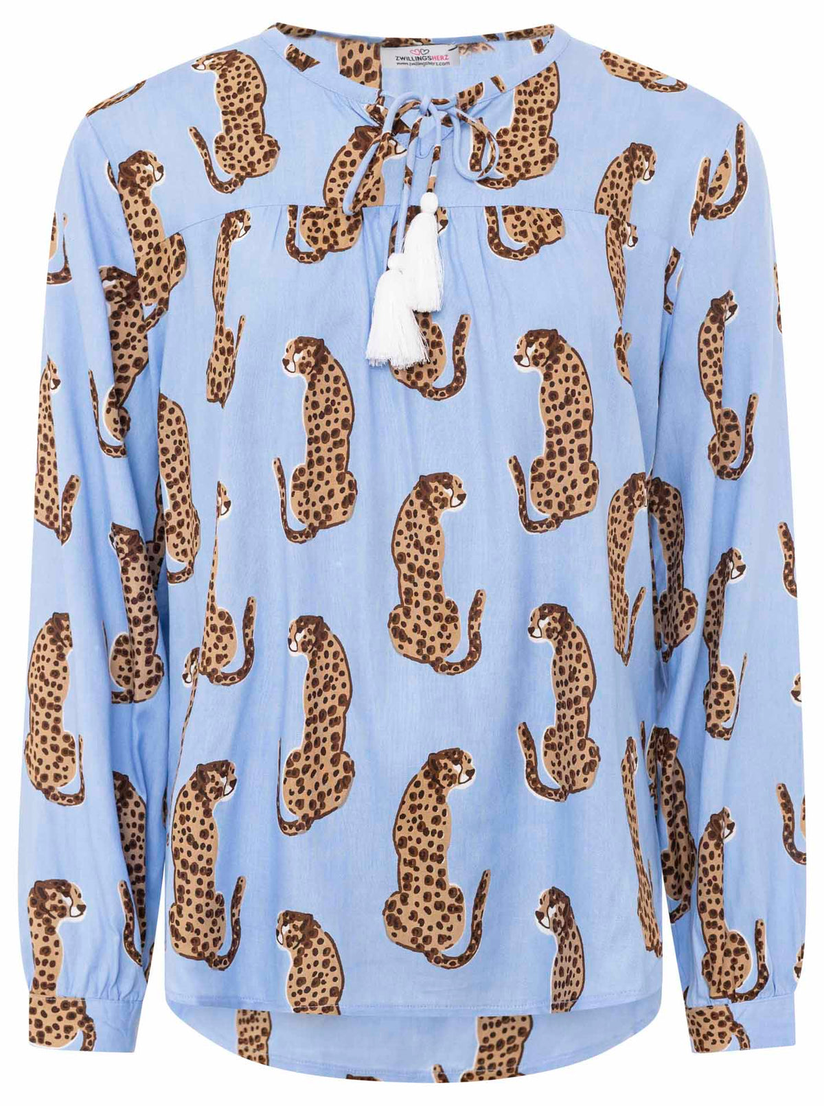Zwillingsherz - Langarmbluse "Lovely Leopard" - Blau