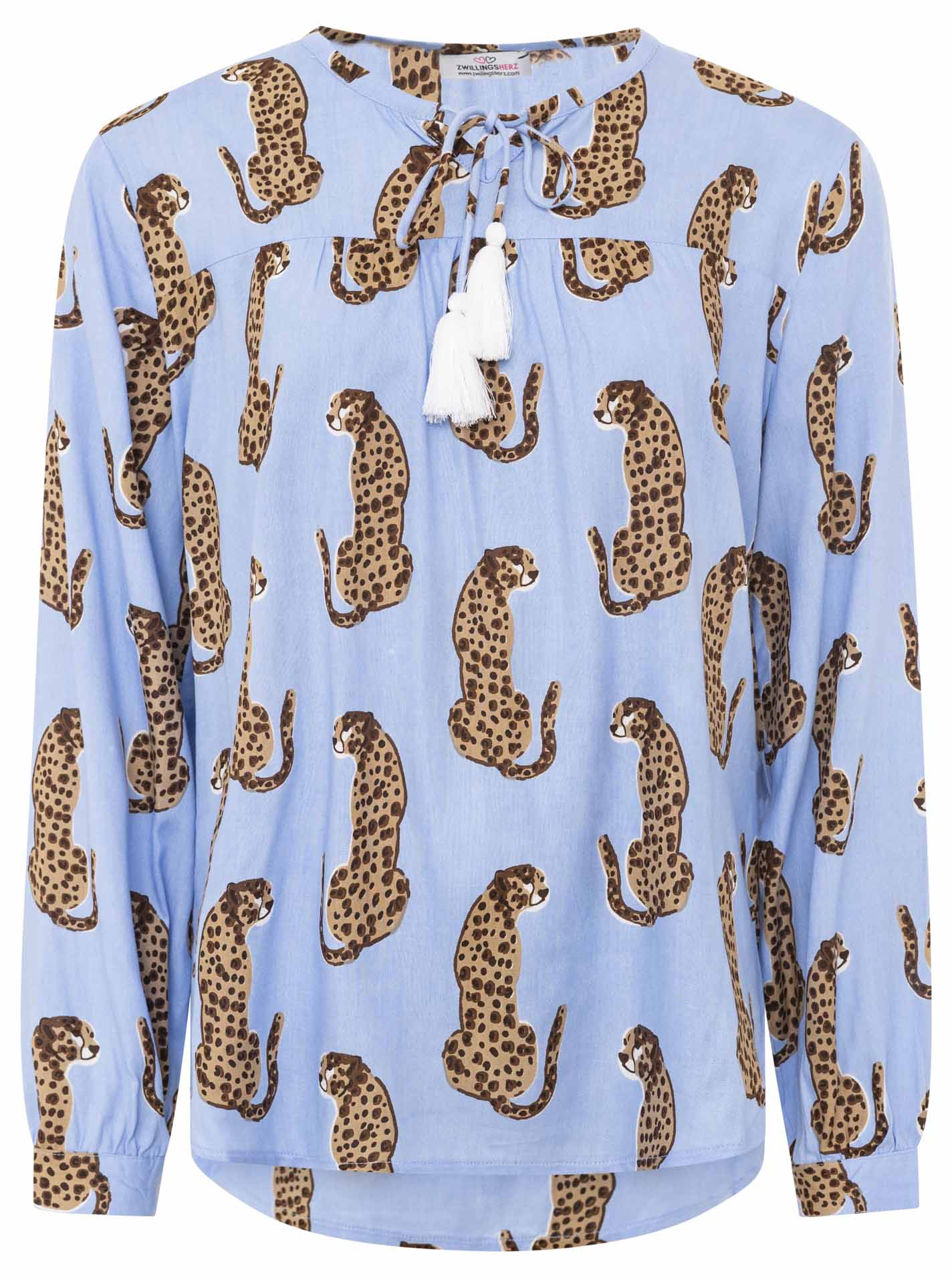 Zwillingsherz - Langarmbluse "Lovely Leopard" - Blau