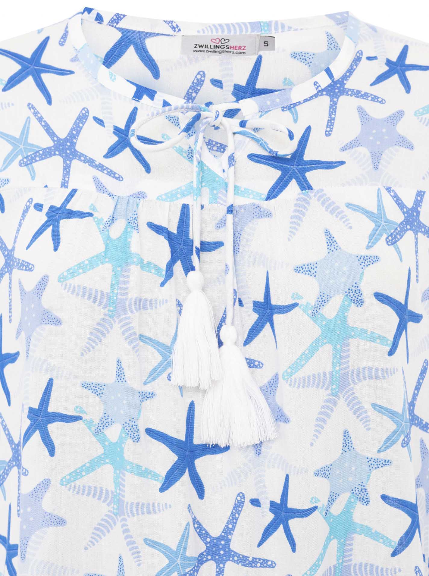 Zwillingsherz - Langarmbluse "Stunning Starfish" - Blau