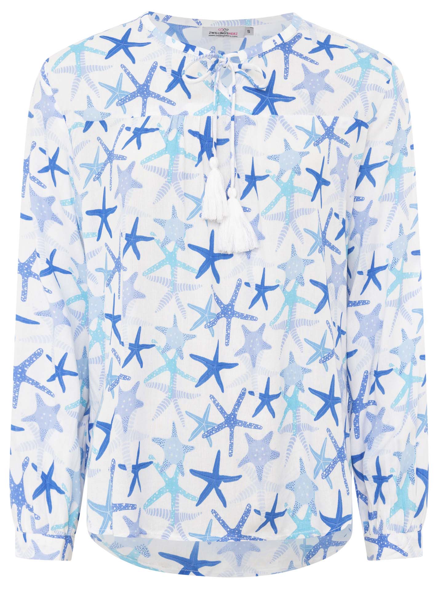 Zwillingsherz - Langarmbluse "Stunning Starfish" - Blau