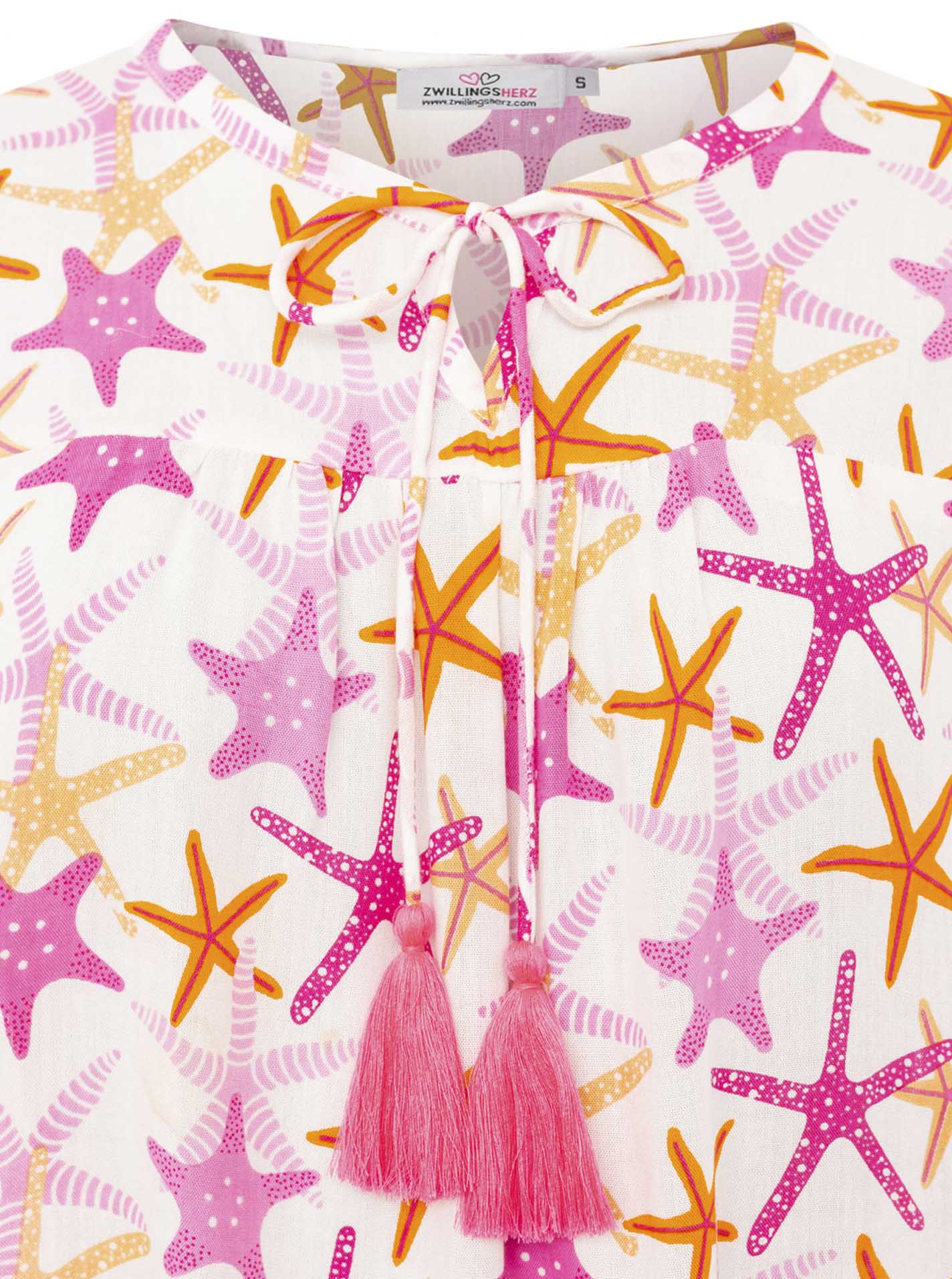 Zwillingsherz - Langarmbluse "Stunning Starfish" - Pink