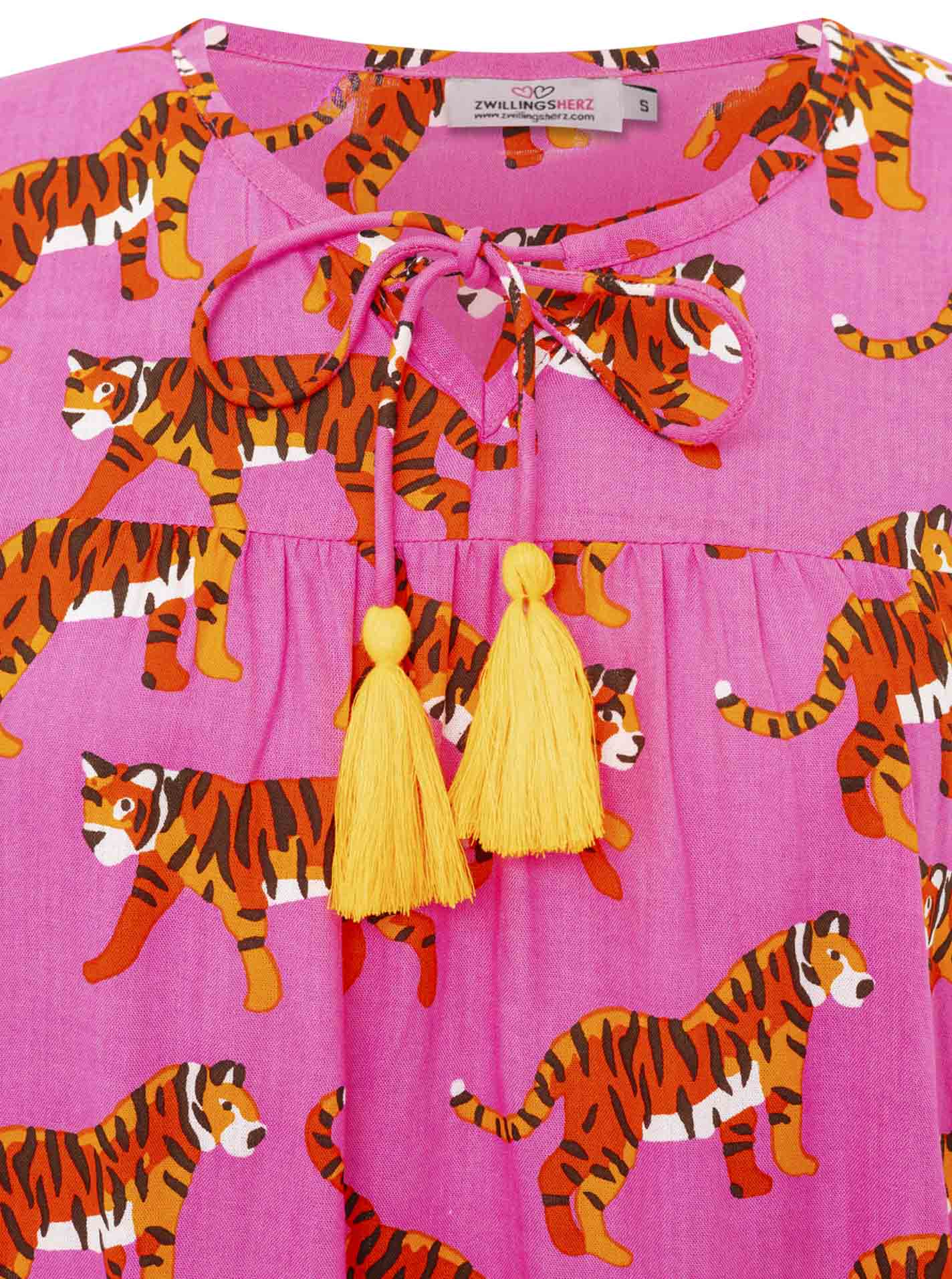 Zwillingsherz - Langarmbluse "Trendy Tiger" - Pink