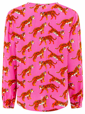 Zwillingsherz - Langarmbluse "Trendy Tiger" - Pink