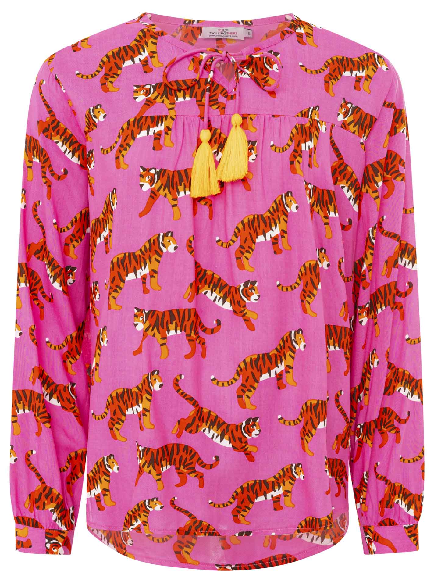 Zwillingsherz - Langarmbluse "Trendy Tiger" - Pink