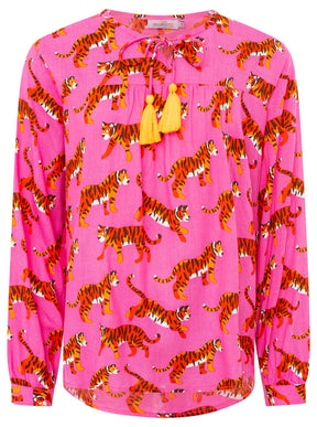 Zwillingsherz - Langarmbluse "Trendy Tiger" - Pink