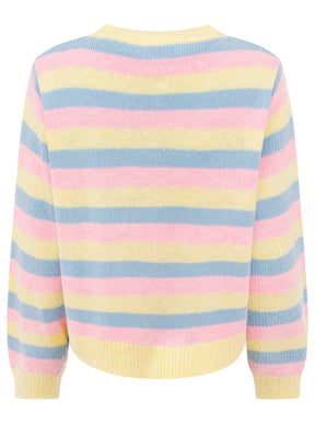 Zwillingsherz - Cardigan Wollmix "Bunte Streifen"- Mehrfarbig
