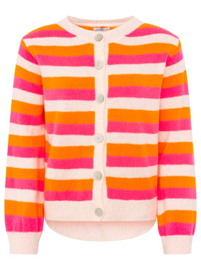 Zwillingsherz - Cardigan Wollmix "Bunte Streifen"- Pink