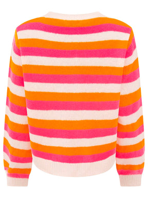 Zwillingsherz - Cardigan Wollmix "Bunte Streifen"- Pink