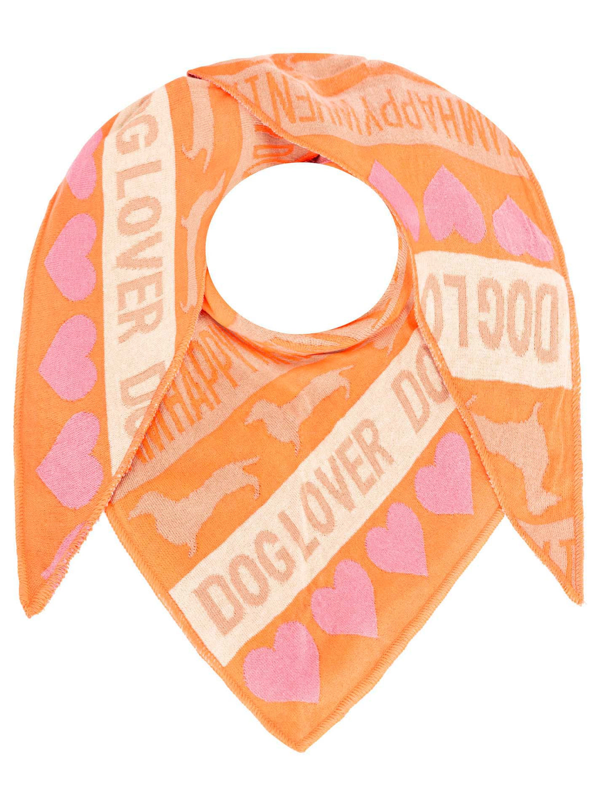 Zwillingsherz Damen Dreieckstuch Dog Lover – Baumwollschal in Orange mit Hunde-Motiv, modisches Accessoire für Hundefreundinnen
