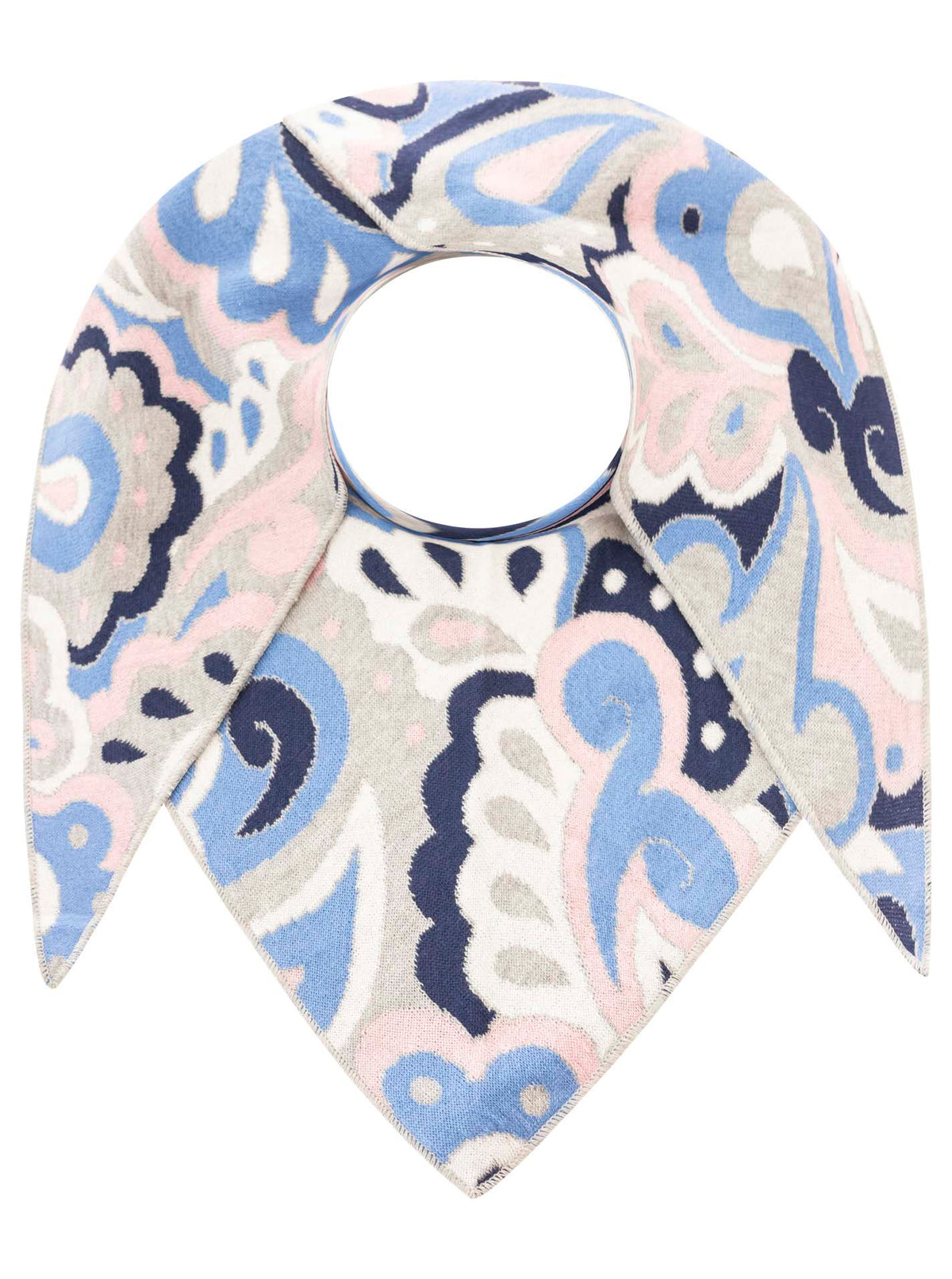 Zwillingsherz Damen Dreieckstuch – Comic Paisley Muster in Blau Pink, weiches Halstuch mit grafischem Allover-Print